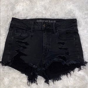 Black American Eagle Super Stretch Jean Shorts